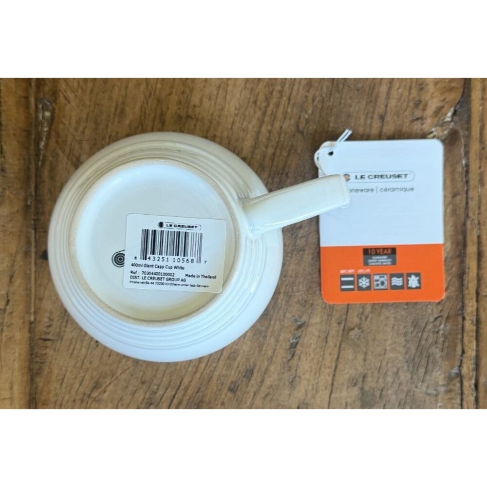 Le Creuset Stoneware Giant Cappuccino Bistro Mug 14 oz White NEW - Picture 7 of 8